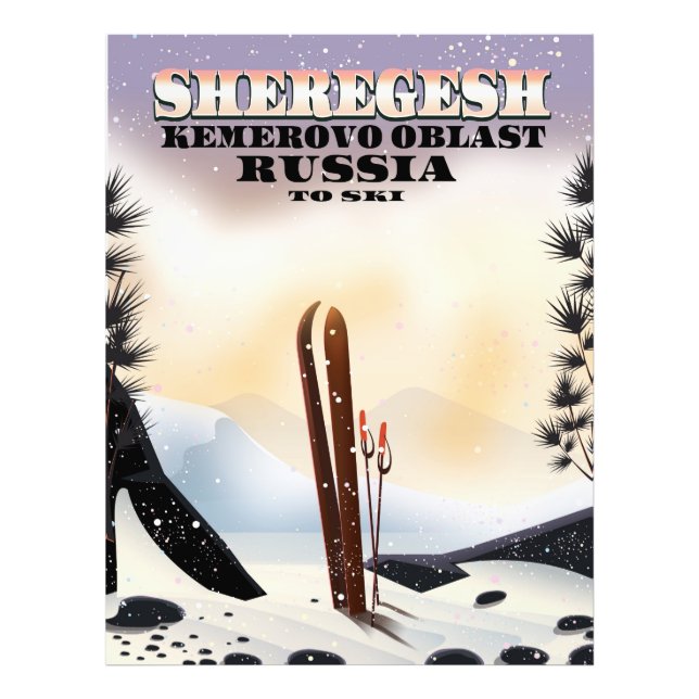 Skidéaffisch i Sheregesh Russia. Fototryck (Framsidan)