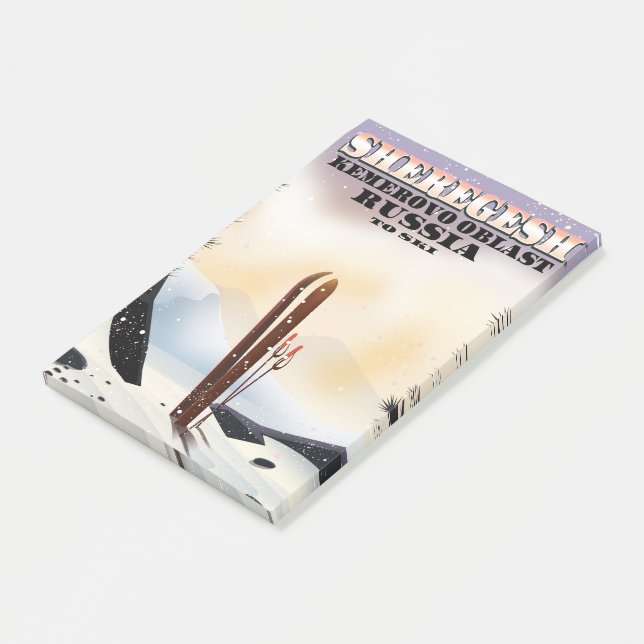 Skidéaffisch i Sheregesh Russia. Post-it Block (Vinklad)