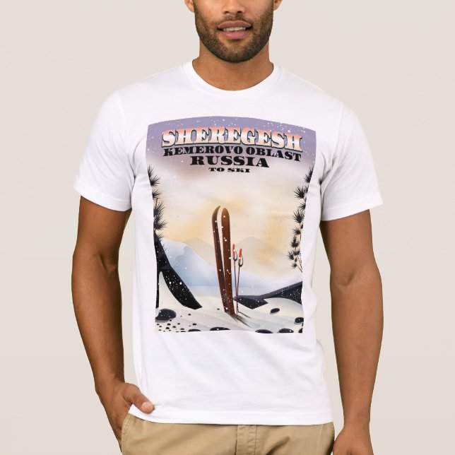Skidéaffisch i Sheregesh Russia. T Shirt (Framsida)