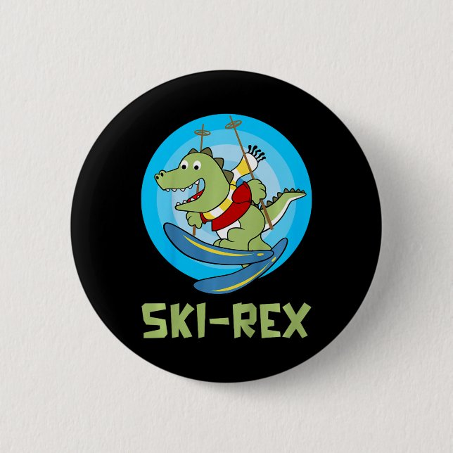 Skidförande barn Ski-rex Rolig Dino Småbarn Rolig  Knapp (Framsida)