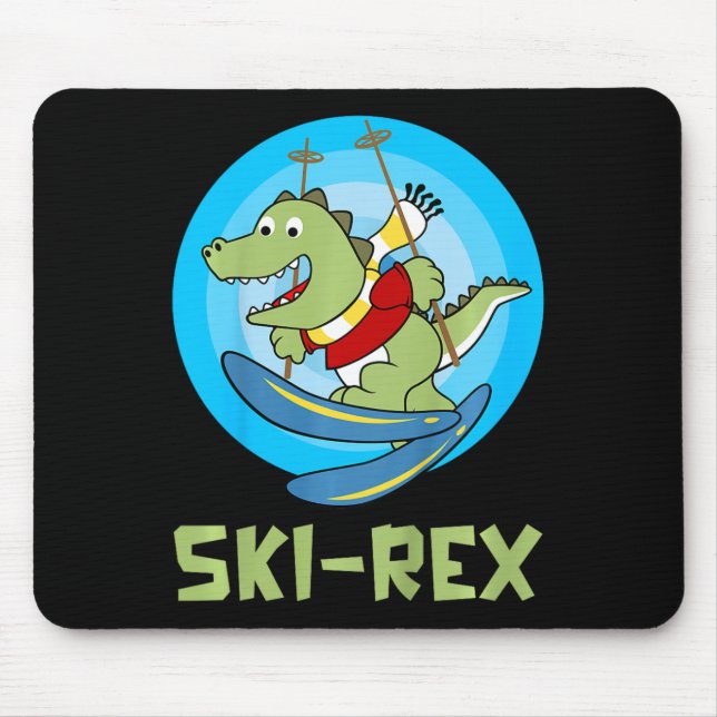 Skidförande barn Ski-rex Rolig Dino Småbarn Rolig  Musmatta (Framsidan)