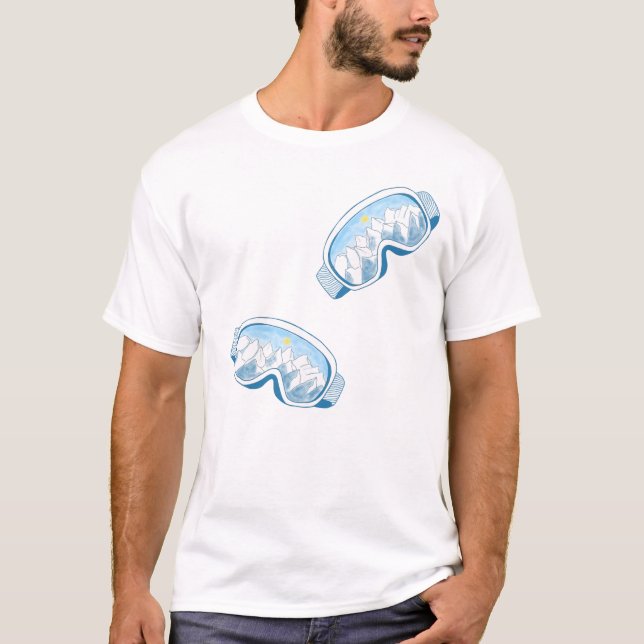 Skidglasögon Illustration T Shirt (Framsida)