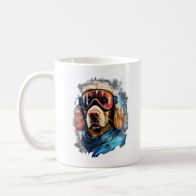 Skidhund i skidglasögon 3 kaffemugg (Vänster)