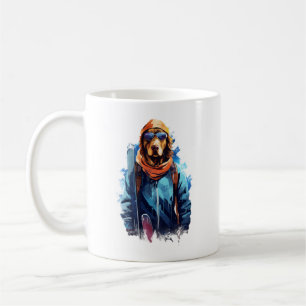 Skidhund i skidglasögon 5 kaffemugg