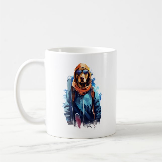 Skidhund i skidglasögon 5 kaffemugg (Vänster)