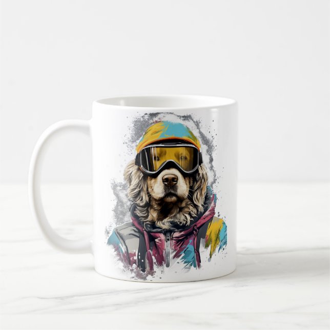 Skidhund i skidglasögon 6 kaffemugg (Vänster)