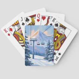 Skidlift | Berg Vinter Vattenfärg Skidåkning Casinokort