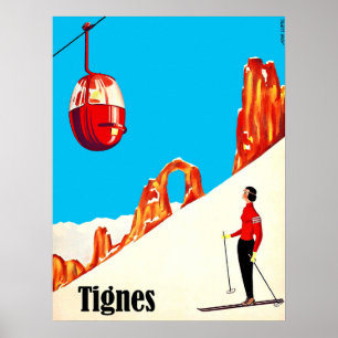Skidlift i Tignes, Frankrike Poster