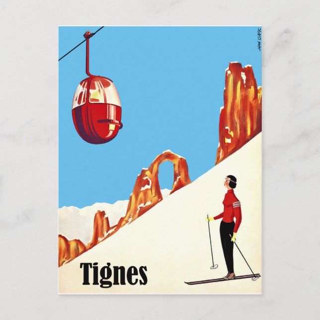 Skidlift i Tignes, Frankrike Vykort (Framsida)