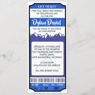 SKIDLIFTBILJETT Bar Bat Mitzvah-inbjudan Inbjudningar