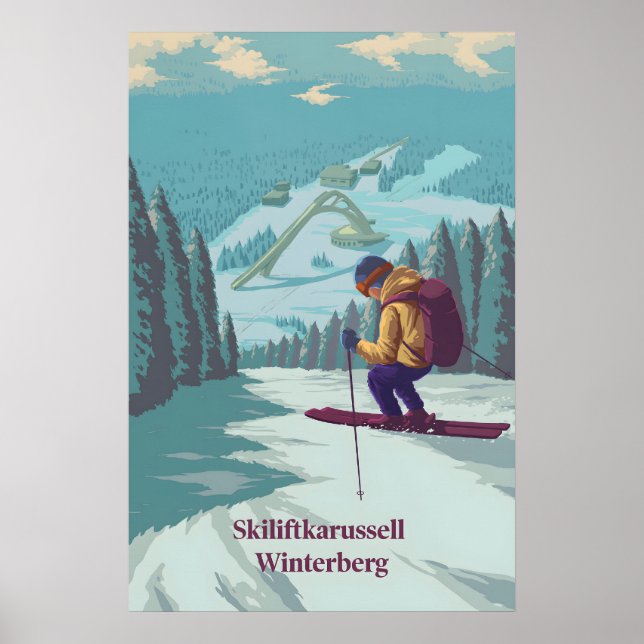 Skidliftkarusell Winterberg skidort Resa Poster (Framsidan)