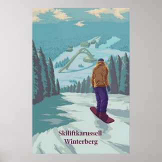 Skidliftkarusell Winterberg Tyskland Snowboard Poster