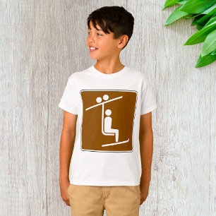 Skidliftssymbol Rustik Vinter Sport Ikon T Shirt