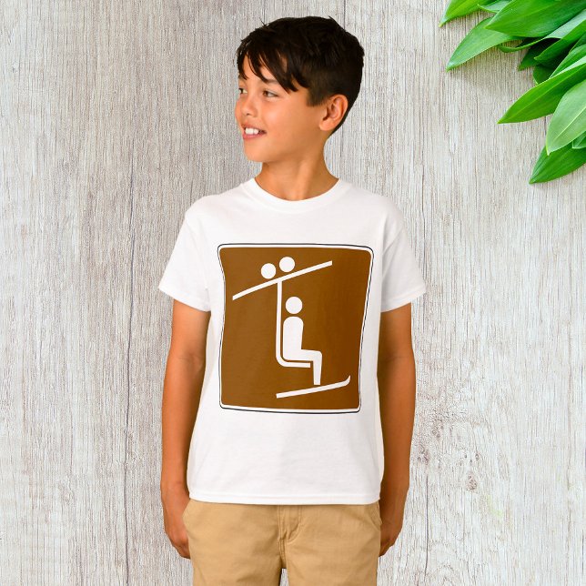 Skidliftssymbol Rustik Vinter Sport Ikon T Shirt (Skapare uppladdad)