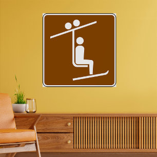 Skidliftssymbol Rustik Vintersportikon Poster