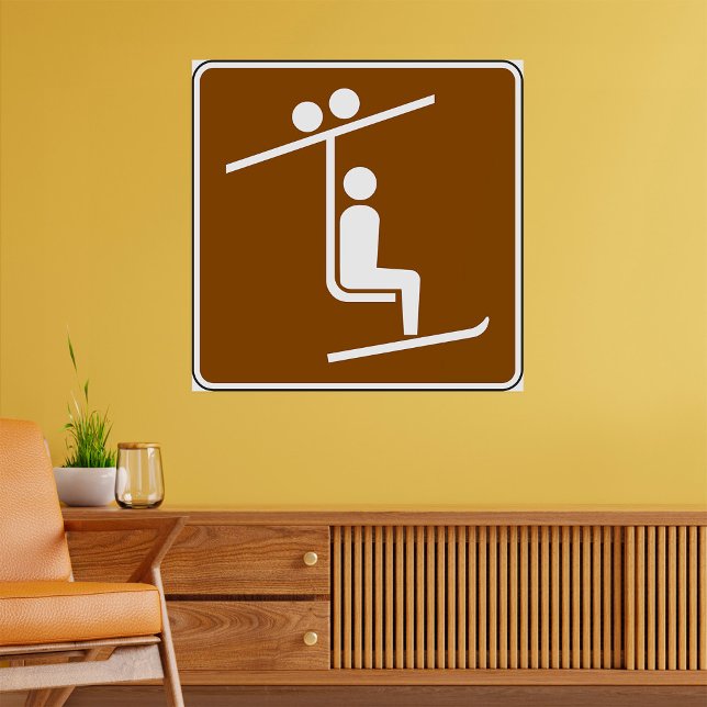 Skidliftssymbol Rustik Vintersportikon Poster (Skapare uppladdad)