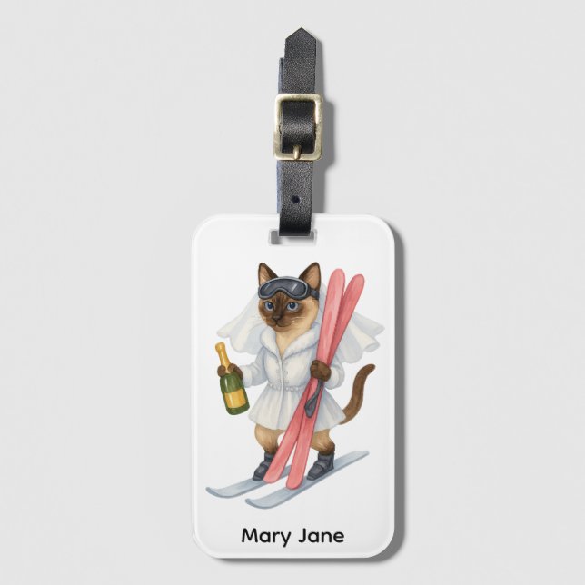 Skidor för möhippa Siameser katt älskare  Bagagebricka (Framsida vertikal)