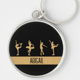 Skidor i Figur guld Rund Silverfärgad Nyckelring