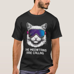 Skidor snowboard katt rolig meowtains kallar t shirt