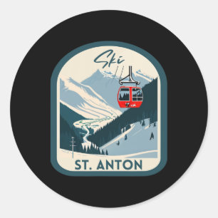 Skidort St. Anton Retro Vintage Stil St. Anton Ski Runt Klistermärke