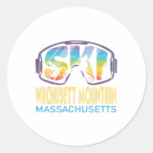 Skidort Wachusett Mountain Machusetts skidåkning s Runt Klistermärke