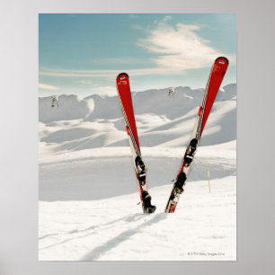 Skidpar i snö poster