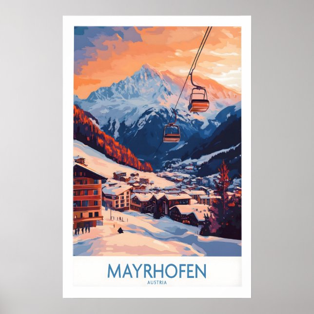 Skidposter Mayrhofen Österrike 1 Poster (Framsidan)