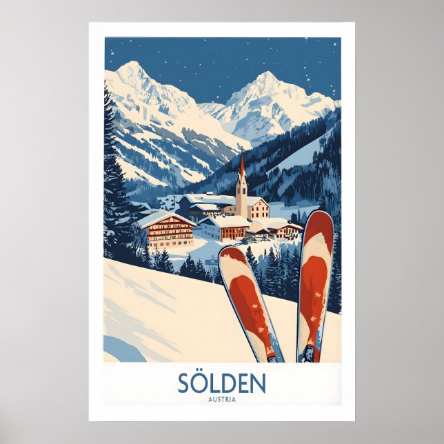 Skidposter Sölden Österrike 1 Poster (Framsidan)