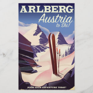 Skidreseaffisch i Arlberg Austria Brevpapper