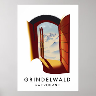 Skidskidan Grindelwald Schweiz poster