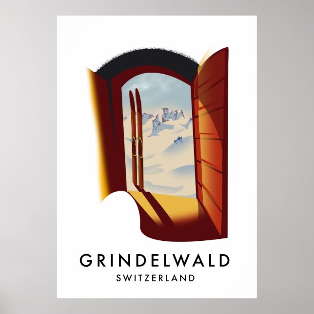 Skidskidan Grindelwald Schweiz poster (Framsidan)