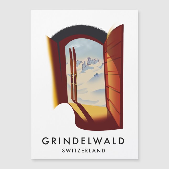 Skidskidan Grindelwald Schweiz poster (Framsida)