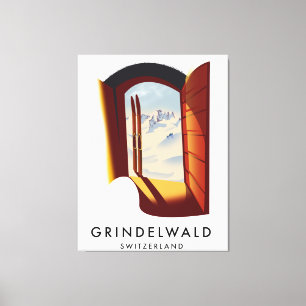 Skidskidan Grindelwald Schweiz poster Canvastryck