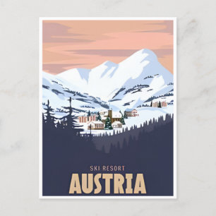 Skidsportkonst i vintage resor Österrike Vykort