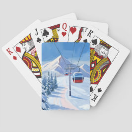 Skidstoll | Snöberg Gondol Vattenfärg Casinokort