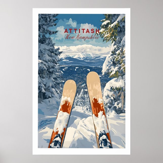 Skidtryck Attitash New Hampshire 1 Poster (Framsidan)