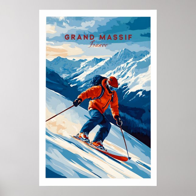 Skidtryck Grand Massif Frankrike 1 Poster (Framsidan)