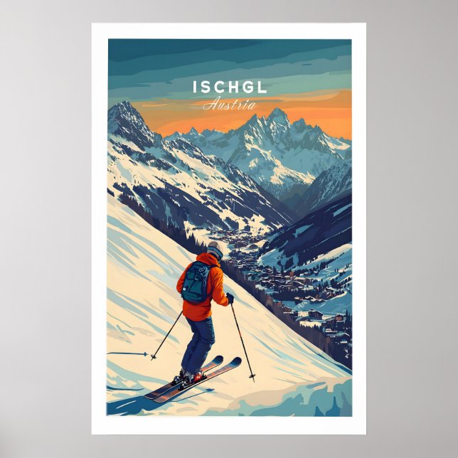 Skidtryck Ischgl Österrike 1 Poster (Framsidan)