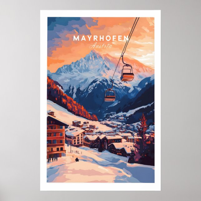 Skidtryck Mayrhofen Österrike 1 Poster (Framsidan)