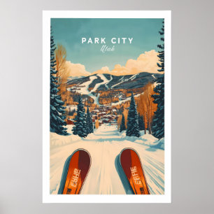 Skidtryck Park City Utah Vintersporter 1 Poster