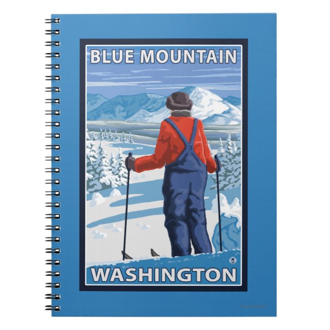 Skier Admiring - Blue Mountain, Washington Anteckningsbok Med Spiral (Framsidan)