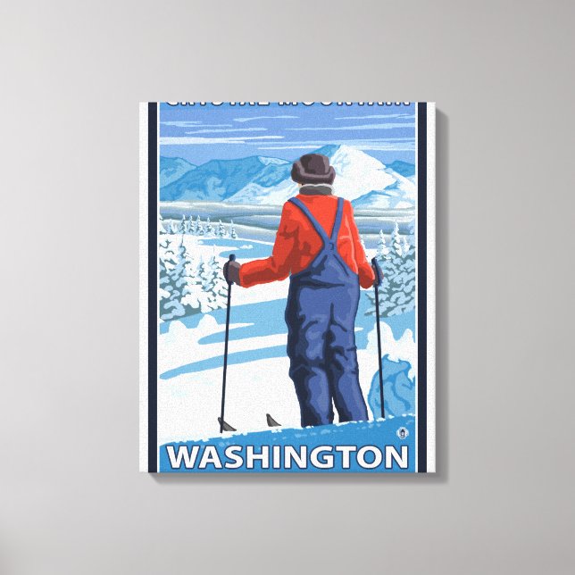 Skier Admiring - Crystal Mountain, Washington Canvastryck (Framsida)
