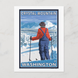 Skier Admiring - Crystal Mountain, Washington Vykort