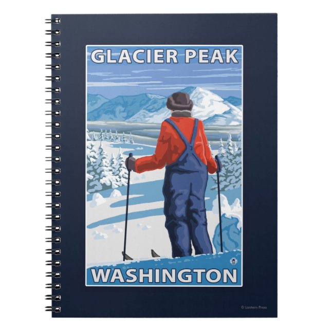 Skier Admiring - Glacier Peak, Washington Anteckningsbok Med Spiral (Framsidan)