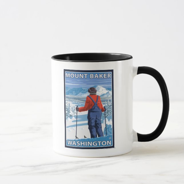 Skier Admiring - Mount Baker, Washington Mugg (Höger)