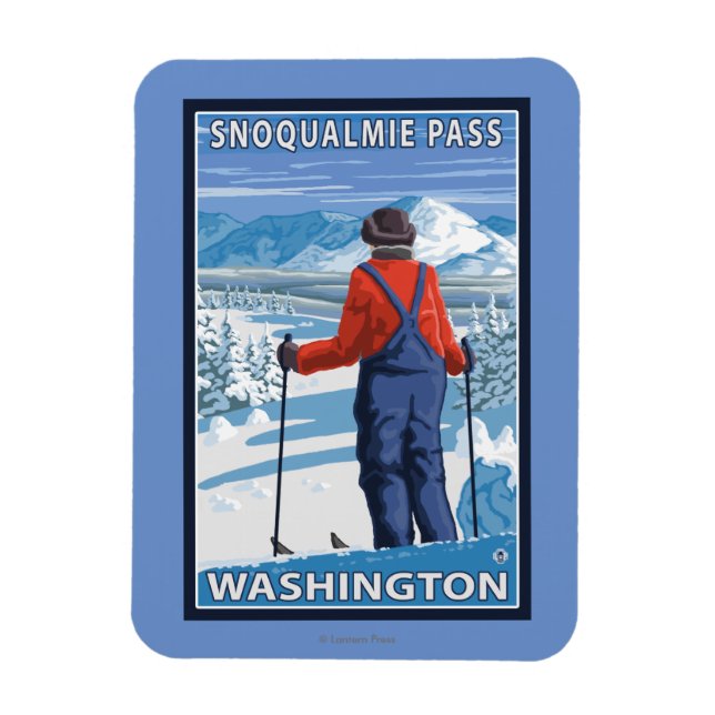 Skier Admiring - Snoqualmie Pass, Washington Magnet (Vertikal)