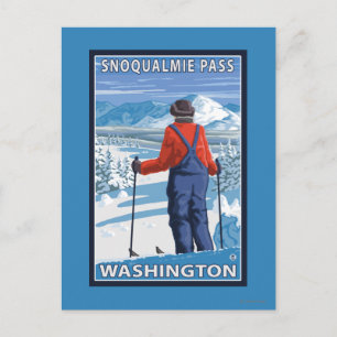 Skier Admiring - Snoqualmie Pass, Washington Vykort