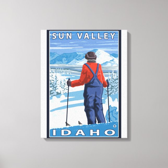 Skier Admiring - Sol Valley, Idaho Canvastryck (Framsida)