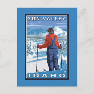 Skier Admiring - Sol Valley, Idaho Vykort