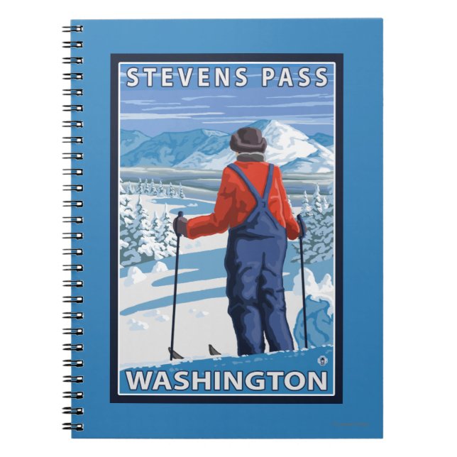 Skier Admiring - Stevens Pass, Washington Anteckningsbok Med Spiral (Framsidan)